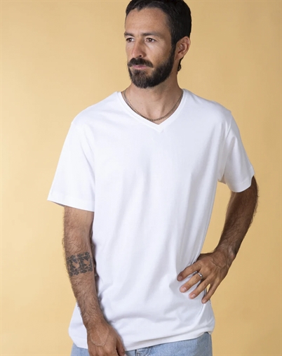 Elsk - V-Neck Men's Brushed T-Shirt - Optic White